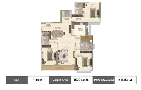 3 BHK-1522 Sq.ft.