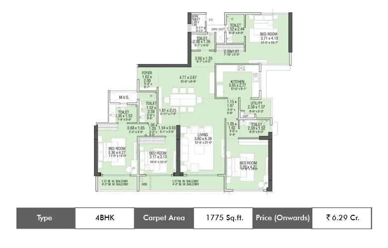 4 BHK-1775 Sq.ft.