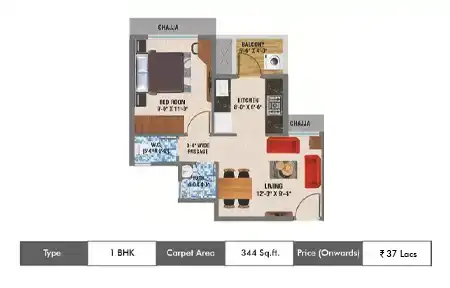 1 BHK-344 Sq.ft.