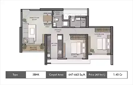 2 BHK-647-663 Sq.ft.