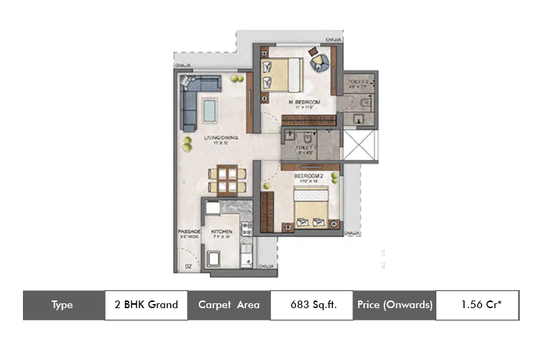 2 bhk Grand-683 Sq.ft.
