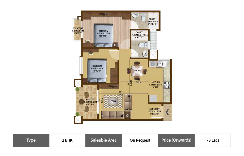 2 BHK Sq.ft.