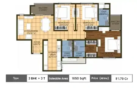 3 BHK-1650 SqFt