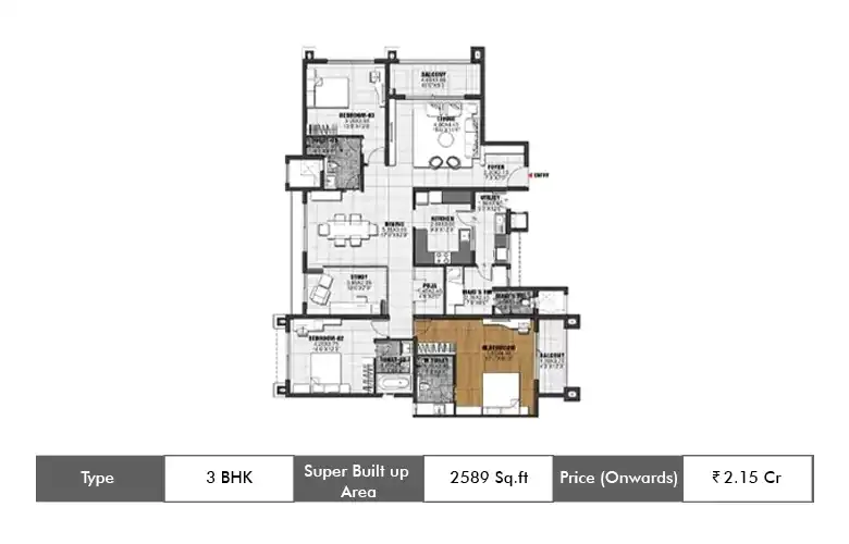 3 bhk  2589 Sq.ft