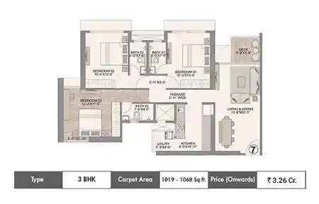 3 BHK 1019