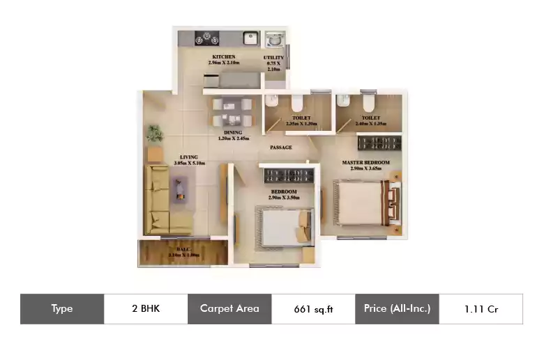 2 BHK 661 Sq.ft