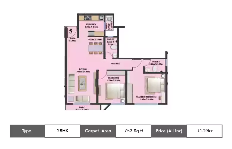 2 BHK 752 Sq.ft