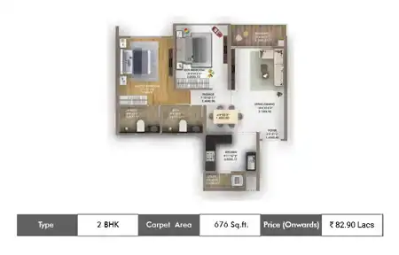2 BHK 676 Sq.ft