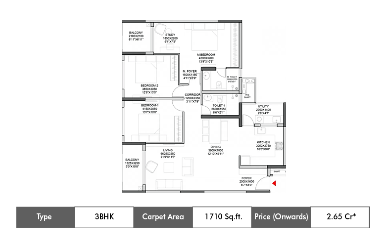 3 BHK-1710 Sq.ft.