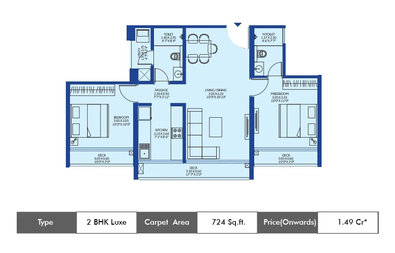 2 Bhk-724 Sq.ft