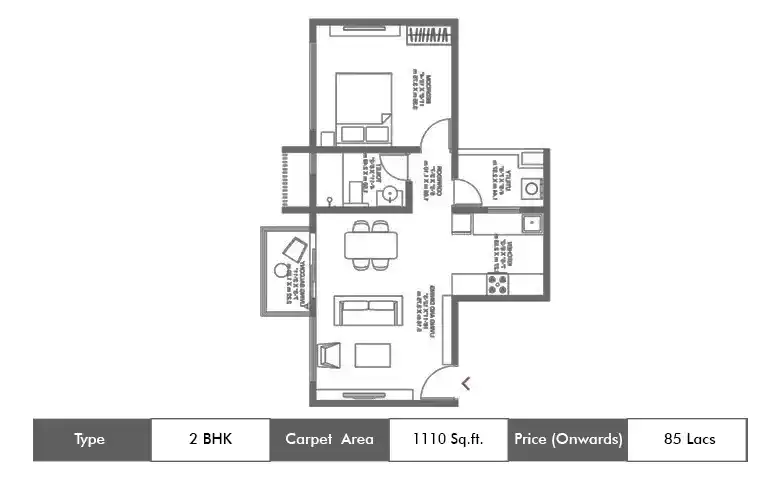 2 Bhk-1110 Sq.ft