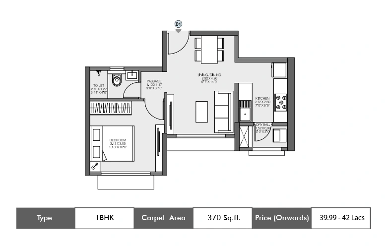 1 BHK-370 Sq.ft.