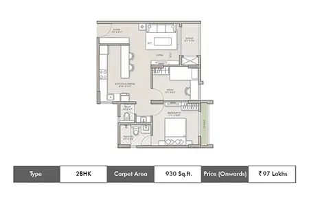 2bhk 930sq.ft