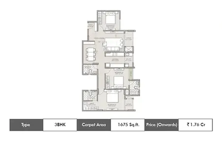 3bhk 1675sq.ft