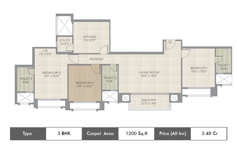 3 BHk 1200 Sq.ft