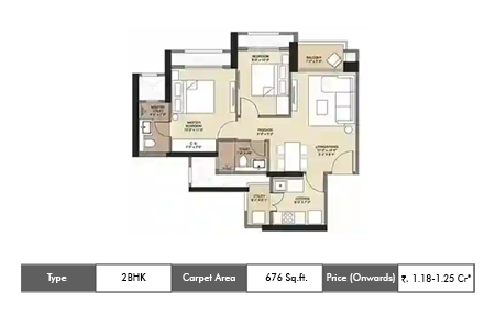 2 Bhk 676 Sqft