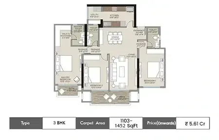 3 BHK-1103-1679 Sq.ft.