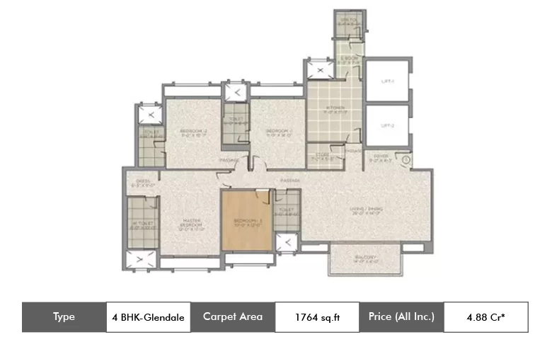 4 Bhk-1764 Sq.ft
