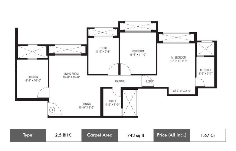 2.5Bhk-743 Sq.ft