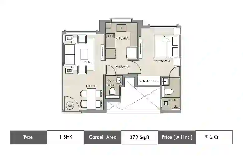 1 BHK-379 Sq.ft.