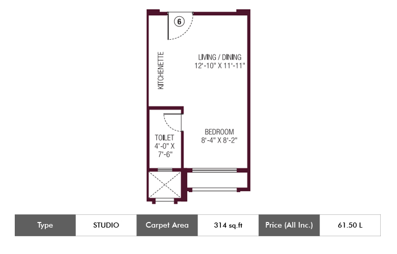 Studio-314 Sq.ft.