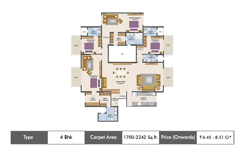 4 BHK-1700-2242 Sq.ft.