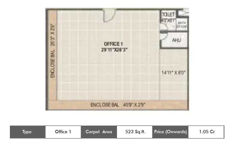 Office 1-523 Sq.Ft