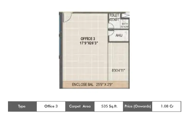 Office 3-535 Sq.ft