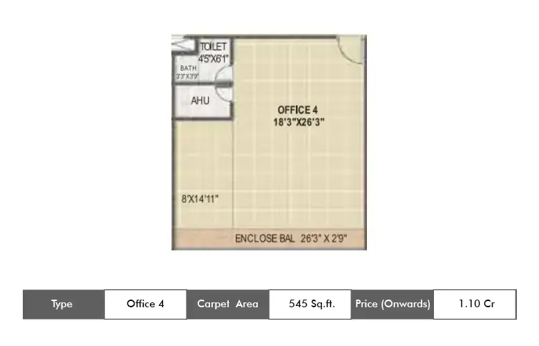 Office 4-545 Sq.ft