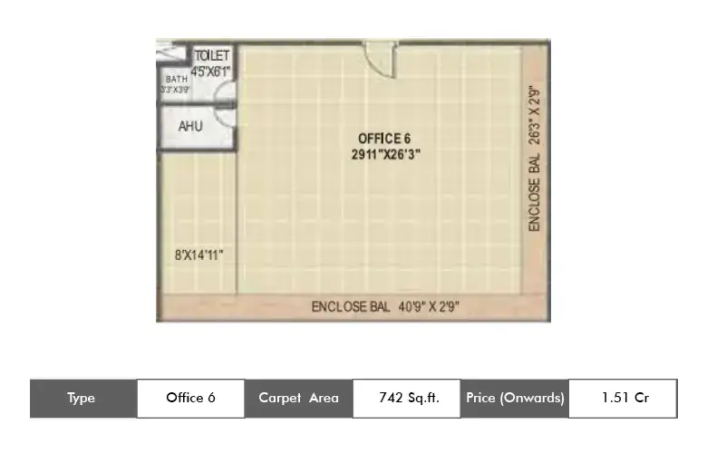 Office 6-742 Sq.ft