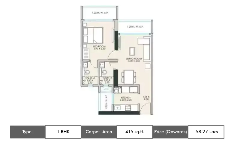 1 BHK-415 Sq.ft.