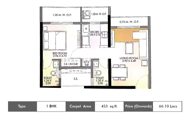 1 BHK-453 Sq.ft.