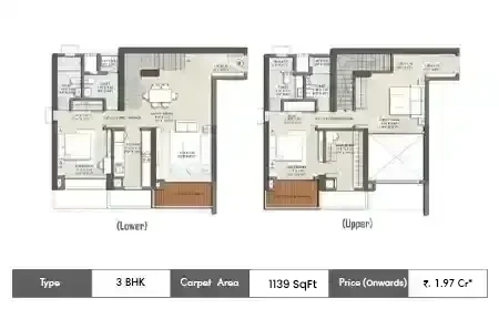 3bhk 1075sq.ft