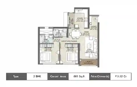 2 Bhk-881 Sq.ft