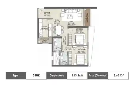 2 Bhk-913 Sq.ft.