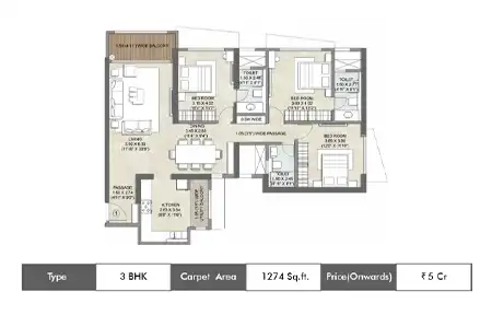 3 Bhk-1274 Sq.ft