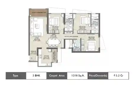 3 bhk-1318 Sq.ft.