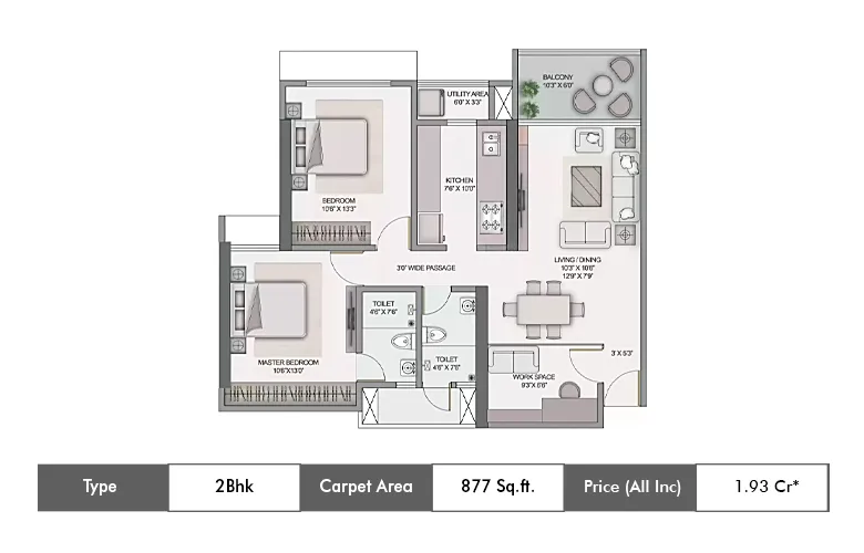 2 Bhk-877 Sq.ft