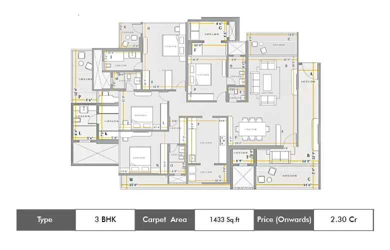 3 BHK-1433 Sq.ft.