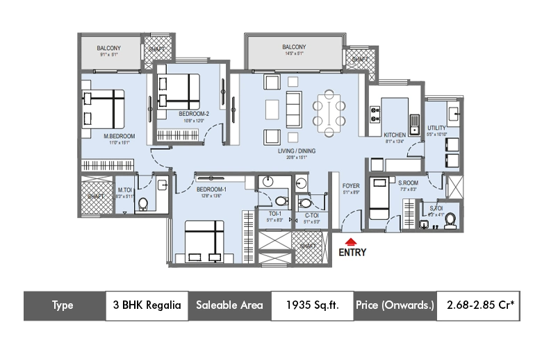 3 BHK Regalia-1935 Sq.ft.