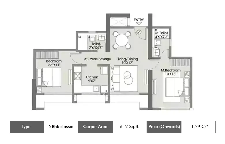 2 Bhk-612 Sq.ft