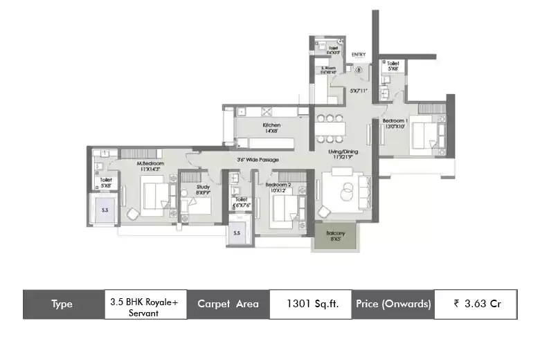 3.5 Bhk 1301 Sq.ft.