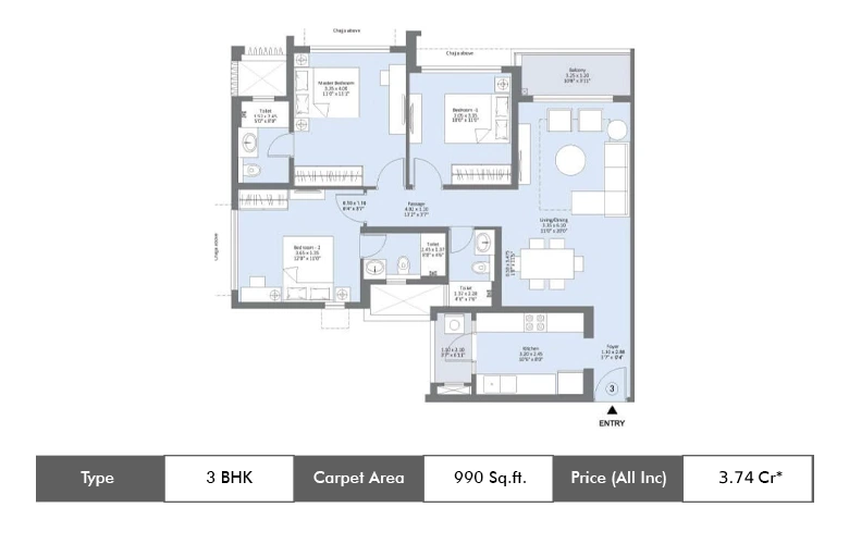 3 BHK-990