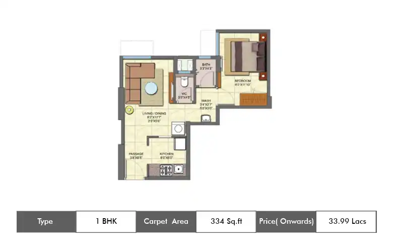 1 BHK-334 Sq.ft.