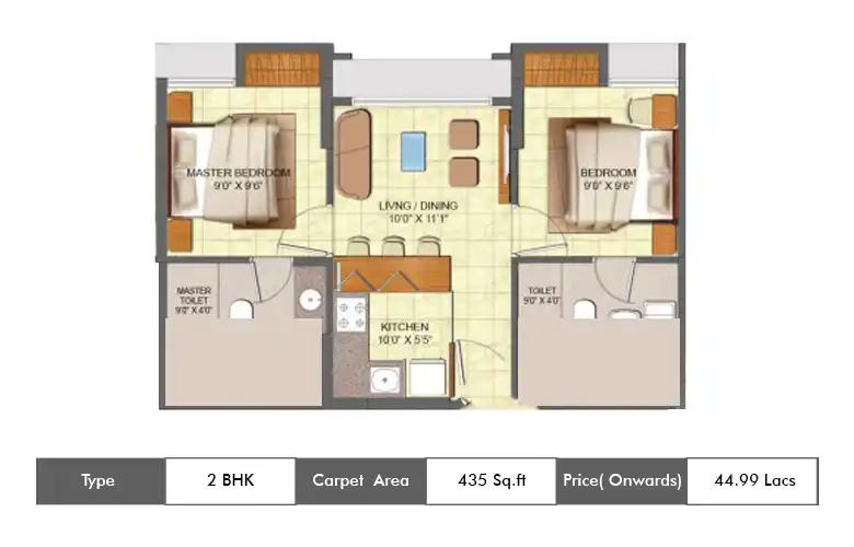 2 BHK-435 Sq.ft.