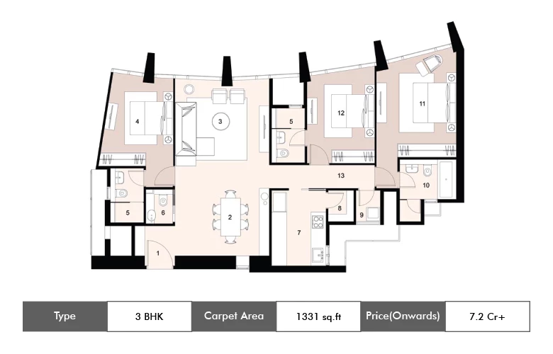 3 BHK 1331 Sq.ft
