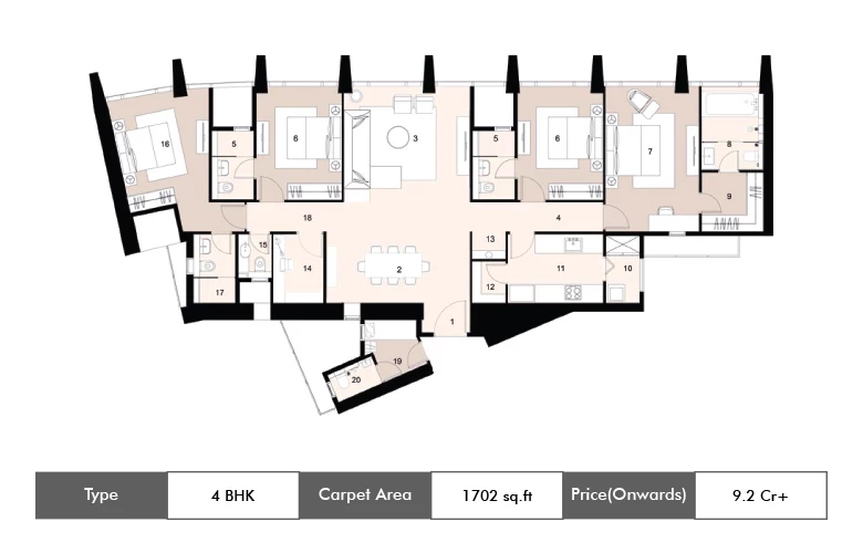 4 BHK 1702 Sq.ft