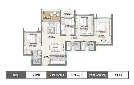 3 BHK 1074 Sq.ft
