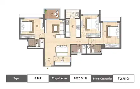 3 BHK-1026 Sq.ft.