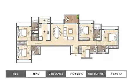 4 BHK-1934 Sq.ft.